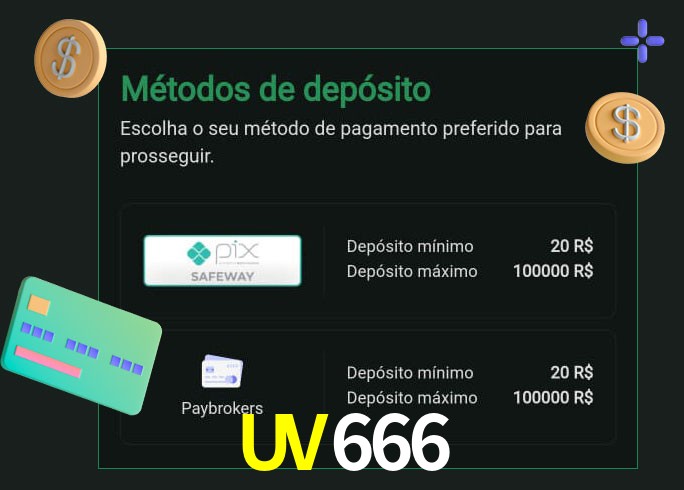 O cassino UV666 oferece uma grande variedade de métodos de pagamento